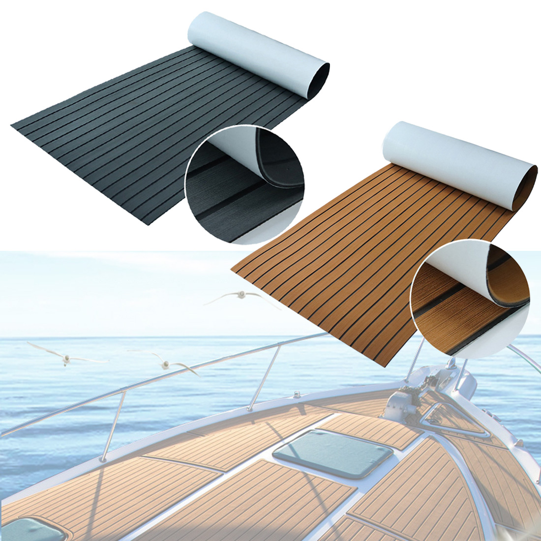 Fishing Boat Fiberglass - แผ่นรองพื้นเรือ EVA โฟม ลายไม้สักเทียม ขนาด 450x2400x6